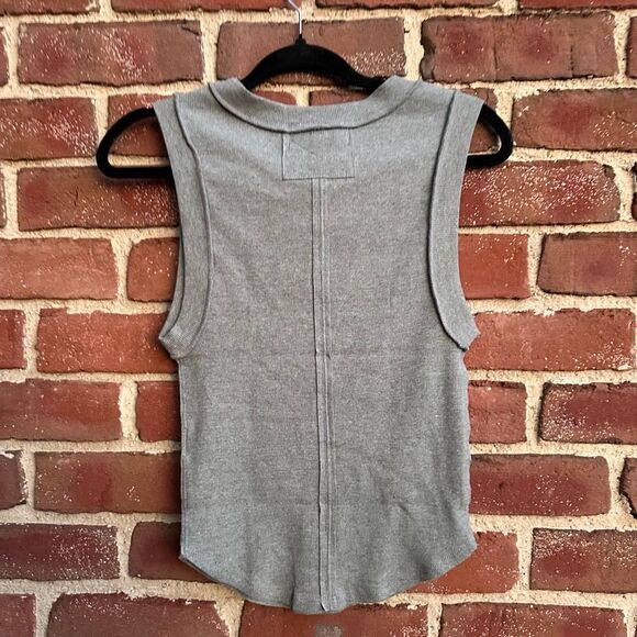 Free People We The Free Kate Ribbed stretch Tank top in gray medium NEW - Picture 6 of 8